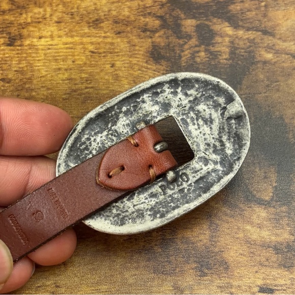 Polo Ralph Lauren Western Concho Belt Womens Size Small Brown Leather Rodeo - Picture 4 of 16